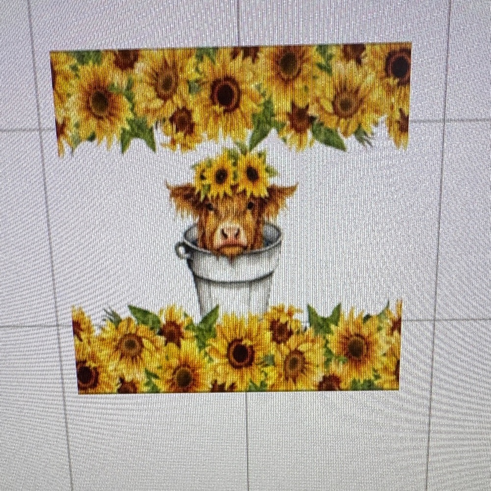 Sunflower Highland Cow Graphic sticker decal
